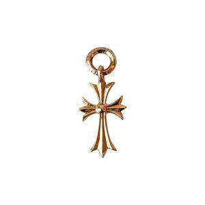 Chrome Hearts Gold Tiny Cross With B Ring Pendant